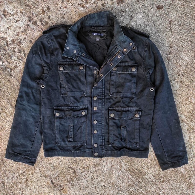 JAKET BIG MULTI POCKET UTILITY TACTICAL PARKA DENIM JEANS DUCK CANVAS CARPENTER WORK WEAR FISHING HU