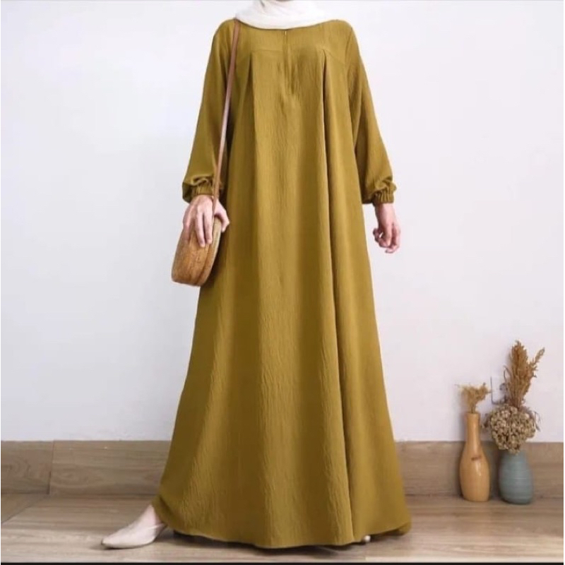 Gamis Polos Crinkle Airflow//Gamis Crinkle Polos Busui//Gamis Wanita Crinkle Viral