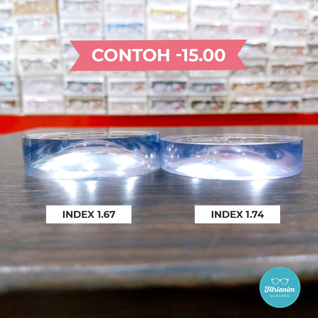 Lensa Paling Tipis Index 1.74 Sepasang - Bisa Pesan beda Minus Kiri Kanan