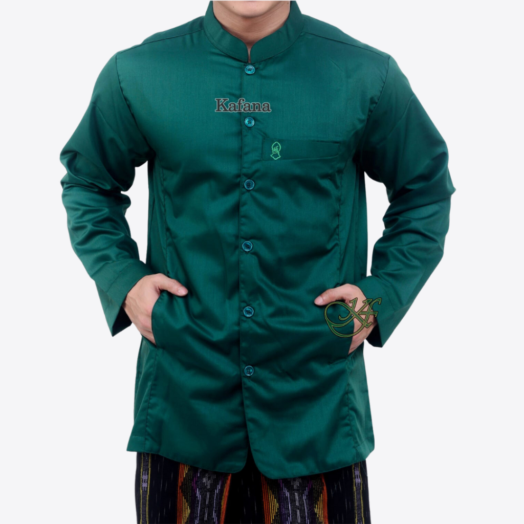 Baju Koko Semi Jas Terompah Kafana - Hijau Botol