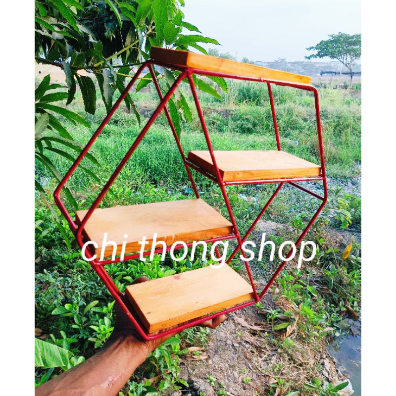 RAK DINDING HEXAGONAL 4 AMBALAN MODEL Z BAHAN BESI / RAK DINDING HEXAGONAL / RAK DINDING MINIMALIS /
