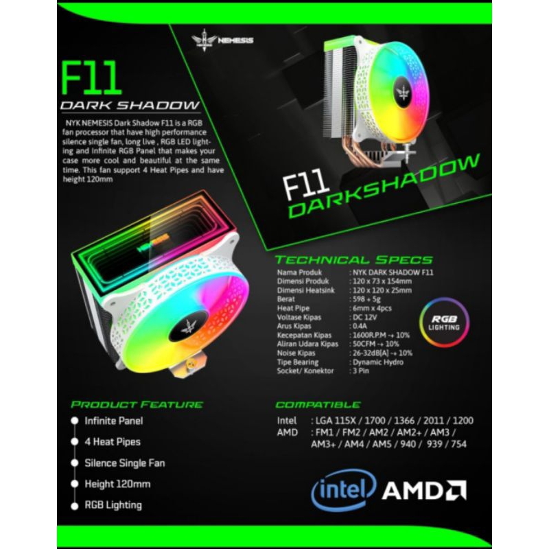 FAN COLLER PROCESOR AMD DAN INTEL RGB