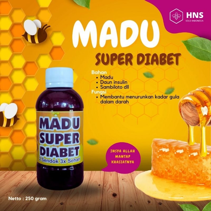 

Madu Super Diabet Diabetes melitus Membantu Mengatur Gula Dalam Hubuh Netto 250 gram