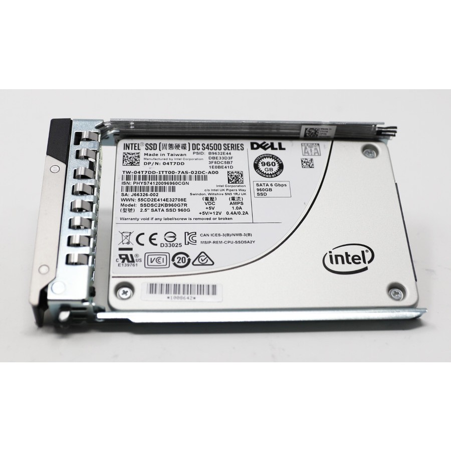 Dell 960GB SATA 6G 512E TLC RI SFF SSD PN 4T7DD 04T7DD Intel DC S4500