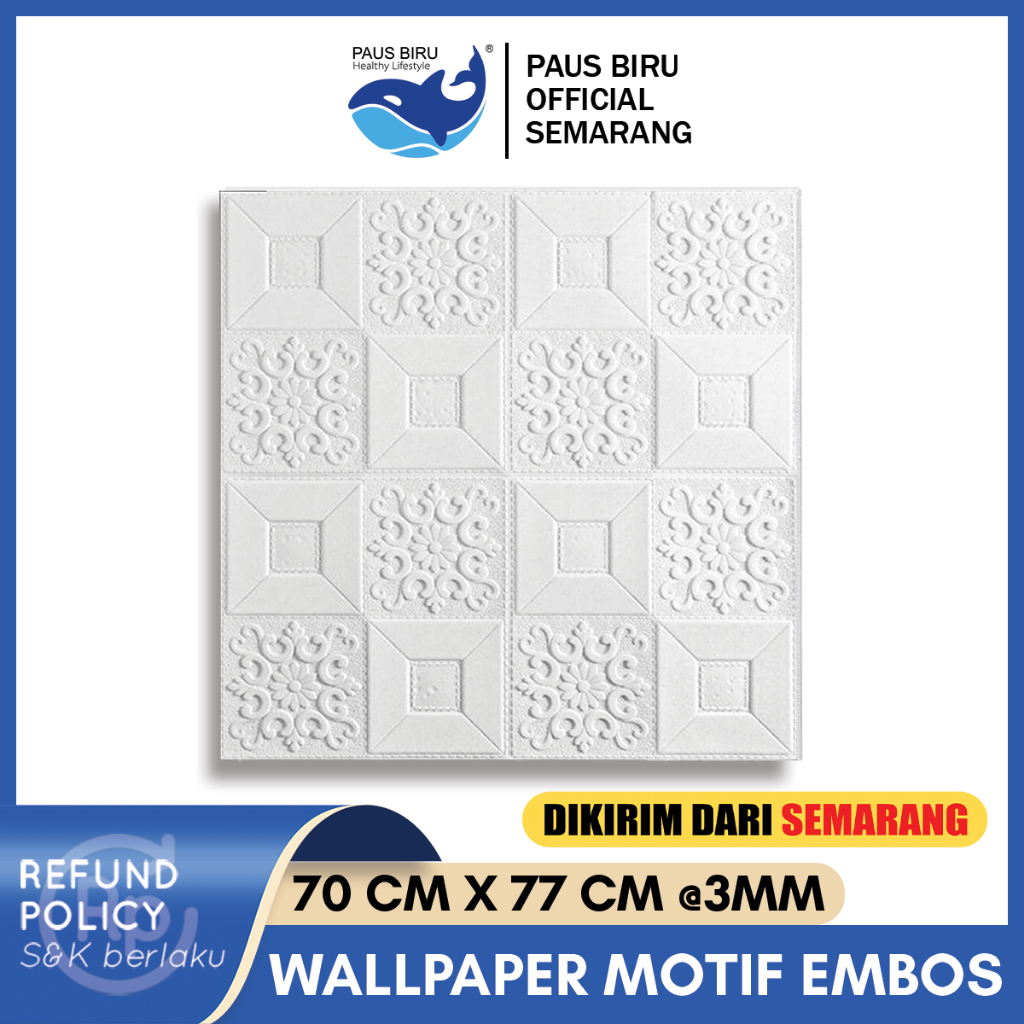 Paus Biru - WALLPAPER Dinding 3D Foam Motif Batu Bata 70 x 77 CM Dekorasi Dinding Kamar