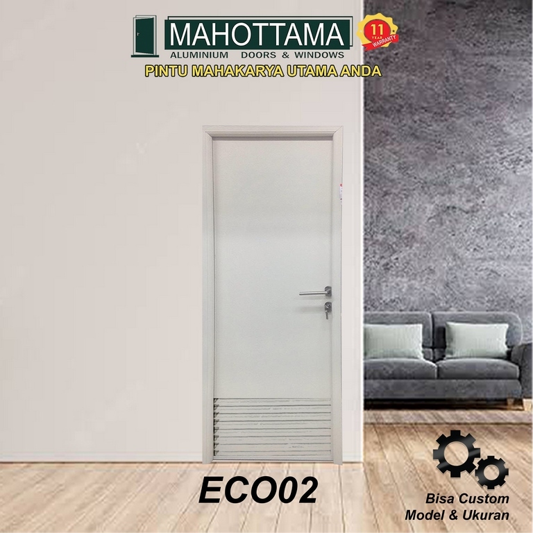 MAHOTTAMA - Pintu Kamar Mandi / Kamar Tidur / Gudang Aluminium Rumah 80 x 200cm 1 Set Kusen Kunci Ha
