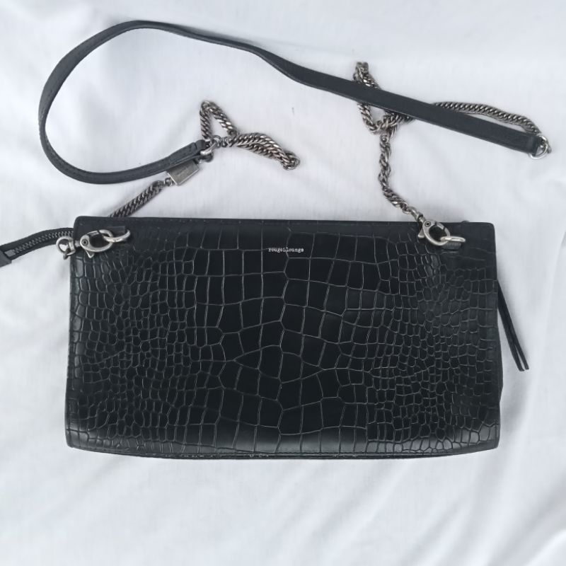 Tas Sling Bag Rantai Wanita Hitam Rouge and Lounge Black Selempang Cewek