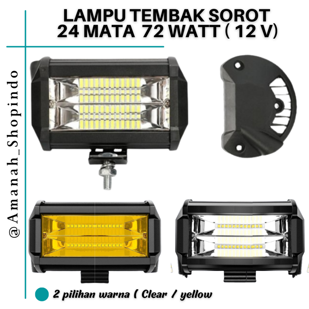 Lampu Tembak Sorot LED  24 Mata Motor / Mobil 72 Watt 12 v