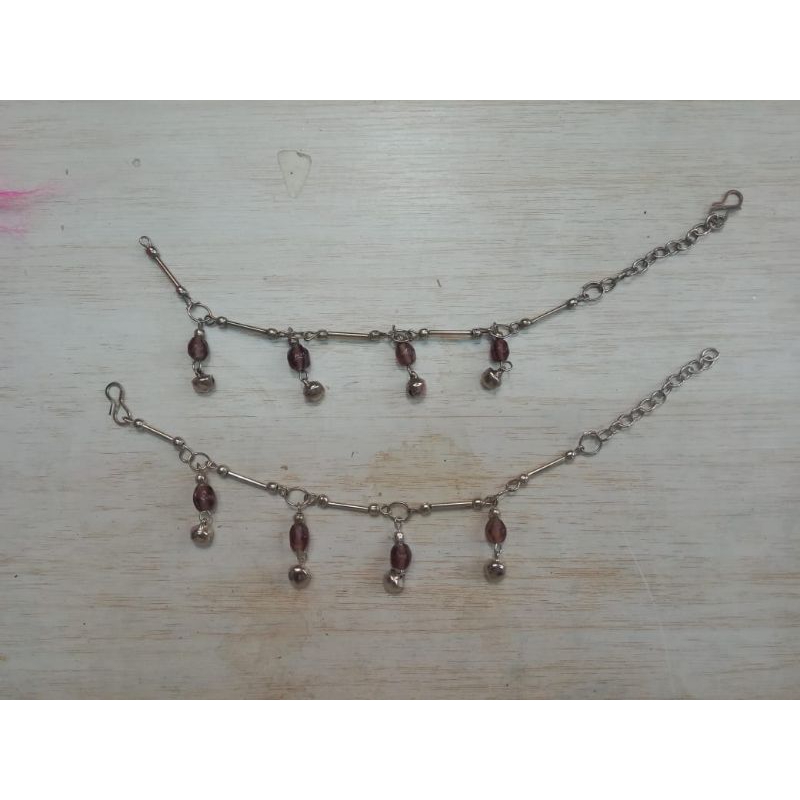 #TjM94 Sepasang Gelang Kaki India Payal Kerincing Perak Silver Emas Gold