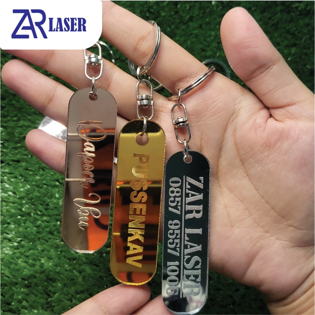 GANCI Gantungan Kunci Akrilik nama custom laser cutting oval