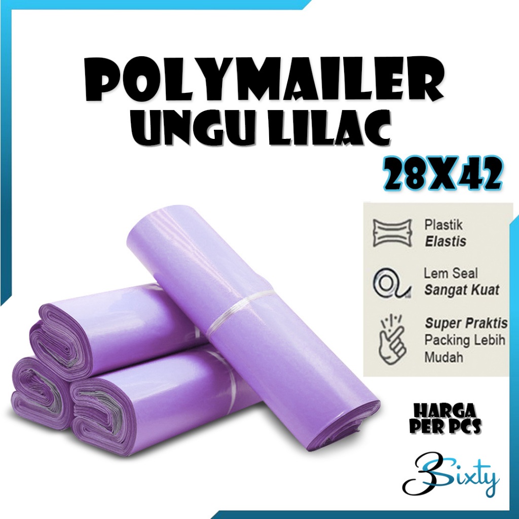 PLASTIK POLYMAILER 28x42 UNGU Premium Tebal Lem Kantong Amplop Polimailer Warna Bubble Packing Baju 
