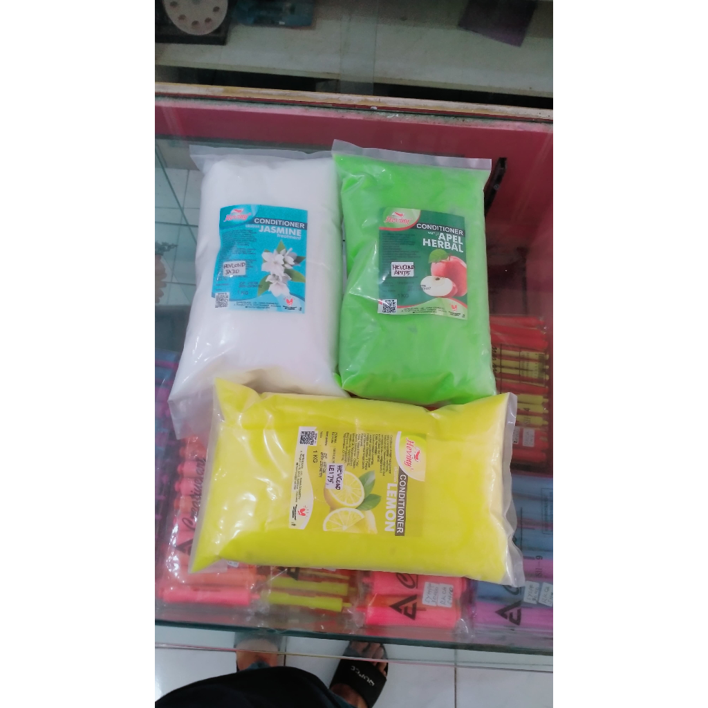 ♡ Asia Raya ♡ HEVINY Conditioner Refil  1KG | Jasmine | Lemon | Apel