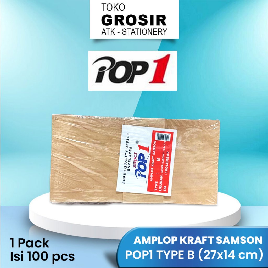 

AMPLOP KRAFT SAMSON POP1 TYPE B 27x14 cm / 1 pack isi 100 pcs