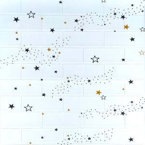 Wallpaper Foam Bata Putih 3mm Motif Star