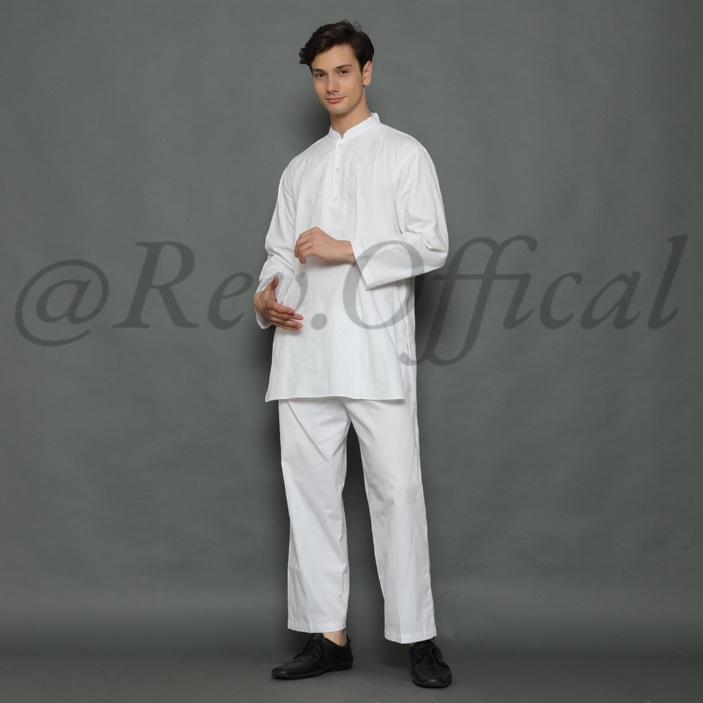 EXCLUSIVE BAJU KOKO PRIA SETELAN PAKISTAN PUTIH EXLUSIVE PREMIUM BAJU MUSLIM PRIA