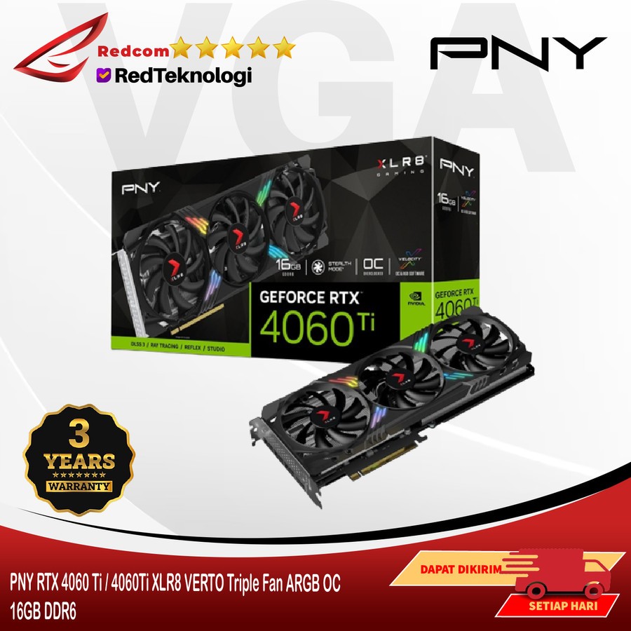 PNY RTX 4060 Ti / 4060Ti XLR8 VERTO Triple Fan ARGB OC 16GB DDR6