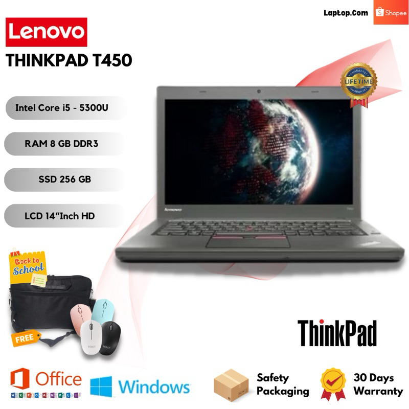 Laptop Second Murah Lenovo Thinkpad T450 Layar 14Inch Slim