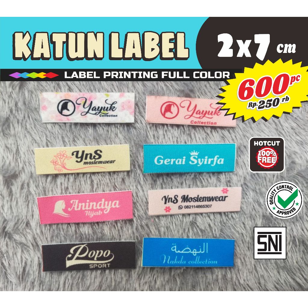 Label Baju KATUN Premium Fullcolor 2x7 cm