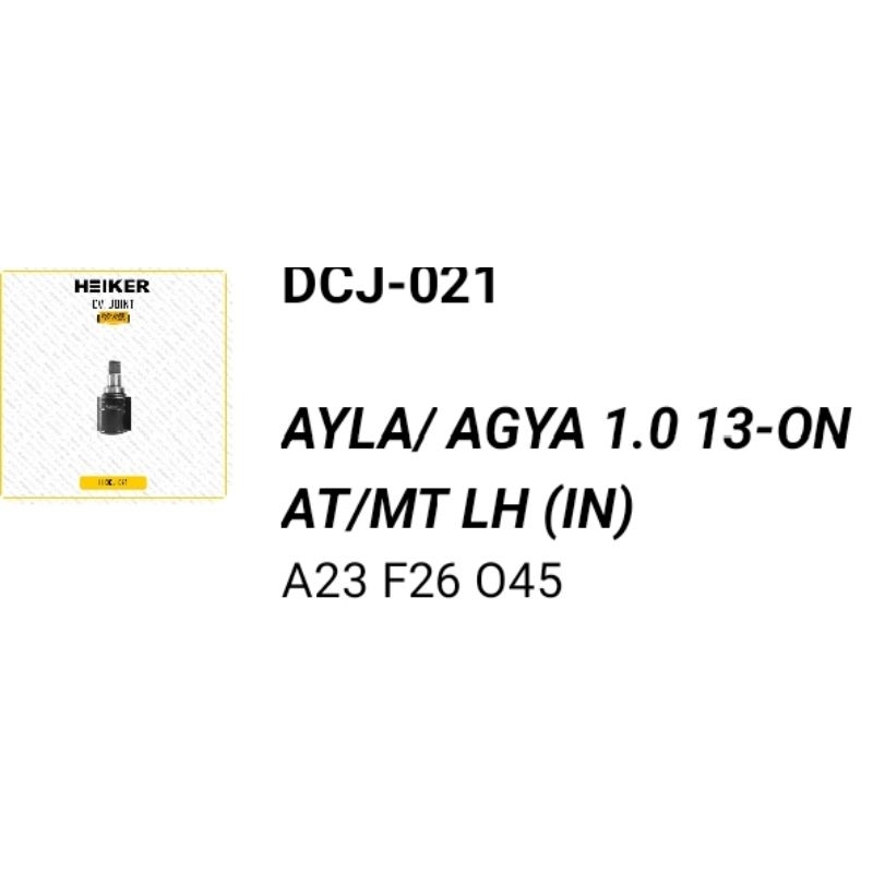 CV Joint Agya Ayla