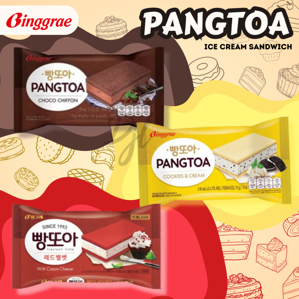 

Binggrae Pangtoa Ice Cream 1 Pcs Es Krim Sandwich Import Korea Dengan Varian Rasa Choco Red Velvet Cookies Cream