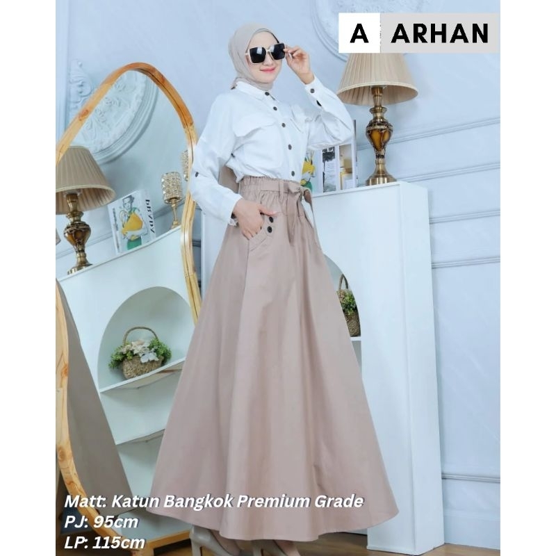 ROK PANJANG WANITA BAHAN KATUN BANGKOK PREMIUM ROK LEBAR WANITA