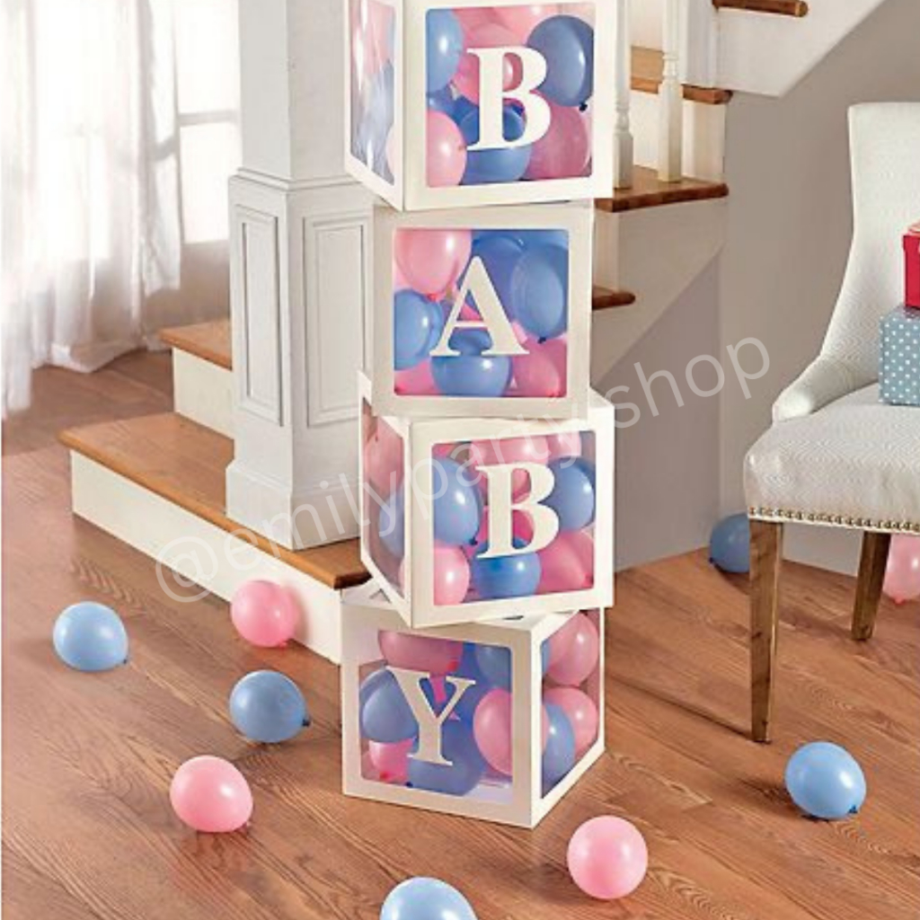 Box Balon Transparan /Box Balon Dekorasi /Box Huruf Transparan LOVE BABY BOY GIRL