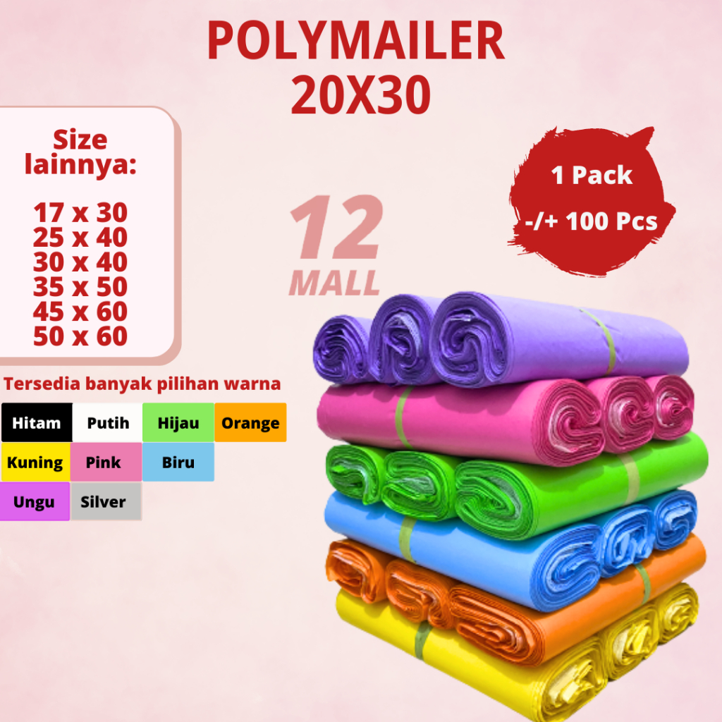 Plastik Polymailer 20X30 100Lembar / Plastik Packing Baju Online Shop