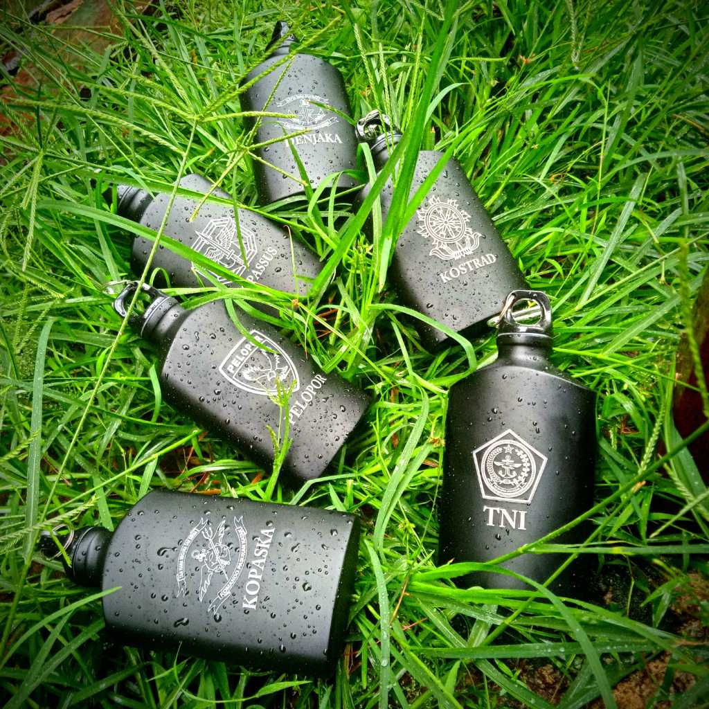 Botol minum tactical pepples / peples botol minum besi hipflash army costum untuk militer  tni brimo