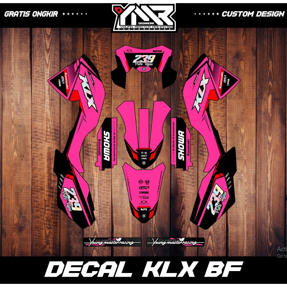 DECAL KAWASAKI KLX BF FULL BODY PAPAN CRF - BOLEH REQUES NAMA DAN NOMOR A059