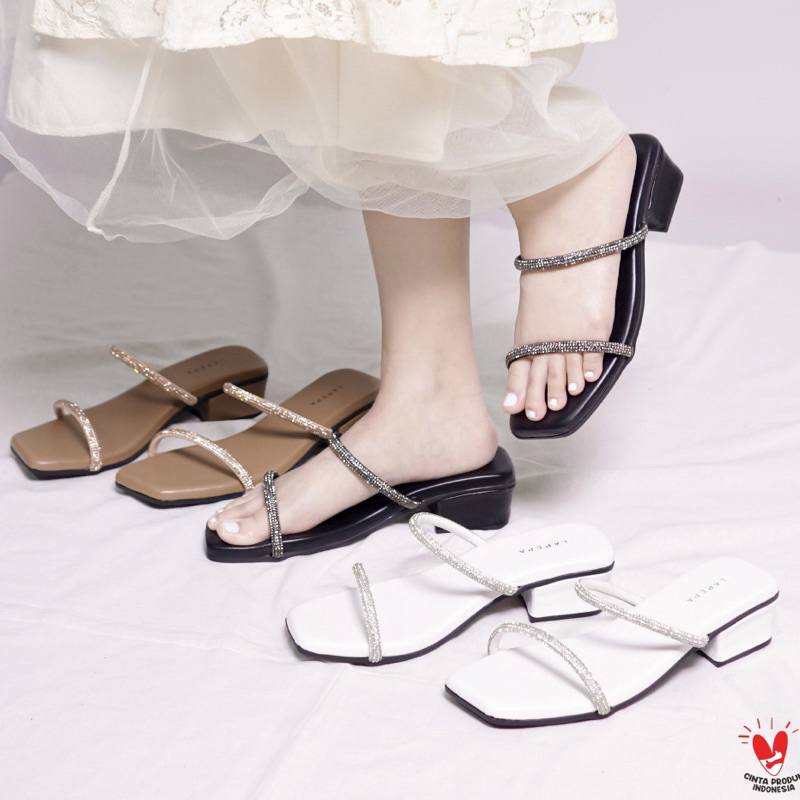 SANDAL LAPEPA CLARA Sandal Wanita High Heels Tinggi Sedang 4cm Sendal Hak Tahu Heel Blink Pesta Sepa