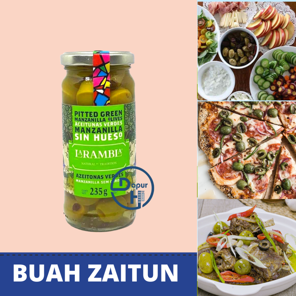 

LA RAMBLA Olives Green Buah Zaitun Hijau 235 g Halal │ Import Spanyol--