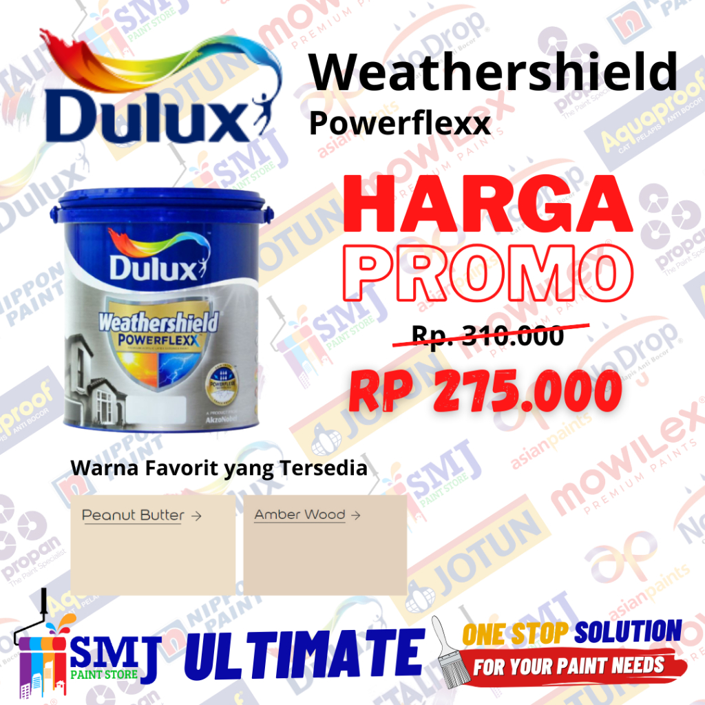 Cat Tembok Eksterior DULUX WEATHERSHIELD POWERFLEXX Amber Wood 2,5L