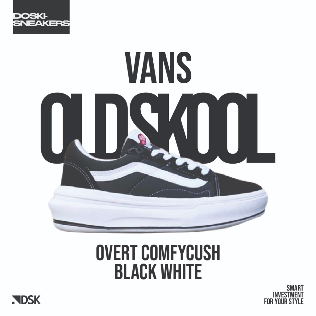 Vans Old Skool Overt Comfycush Black White 100% Original BNIB Resmi Store Sneakers Casual Pria Wanit