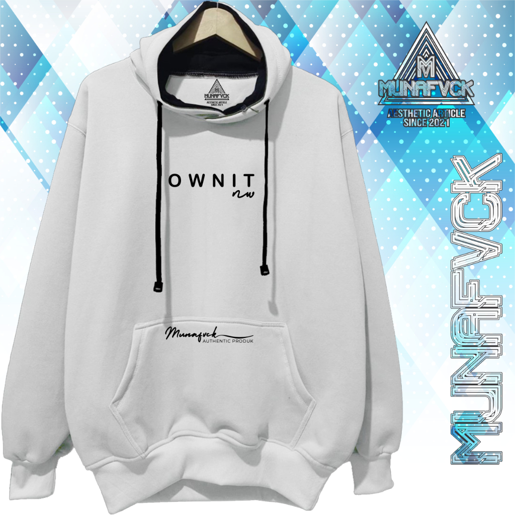 Hoodie Cowok Distro Ori Tebal MUNAFVCK OWNIT Putih Unisex
