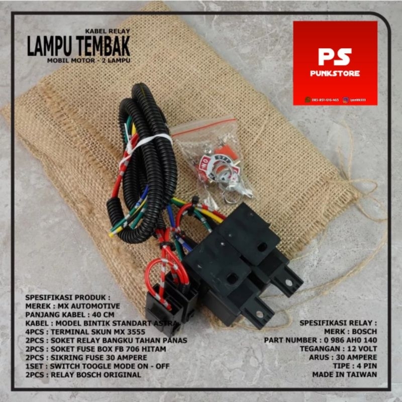 RELAY SET LAMPU TEMBAK D2 LASER | SEMUA JENIS KENDARAAN