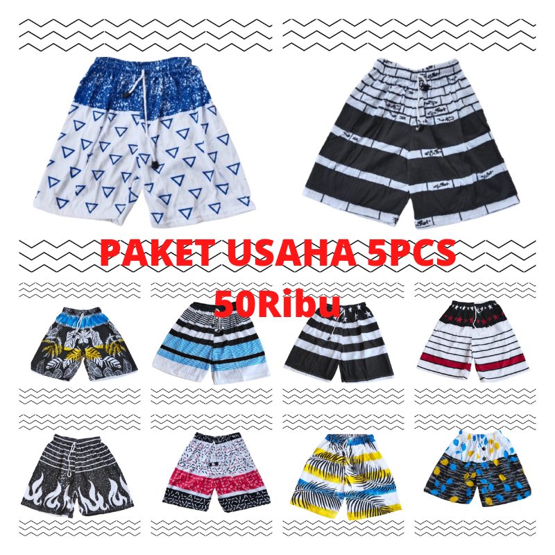 CELANA PENDEK BOXER PAKET USAHA 5PCS/BISA PILIH MOTIF CELANA BOXER DEWASA/PRIA, WANITA TERMURAH
