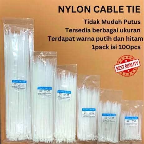 

Kabel Tali TIs-Ties Nylon Putih 10cm/15cm/20cm/25cm/30cm 1Pack 100pcs