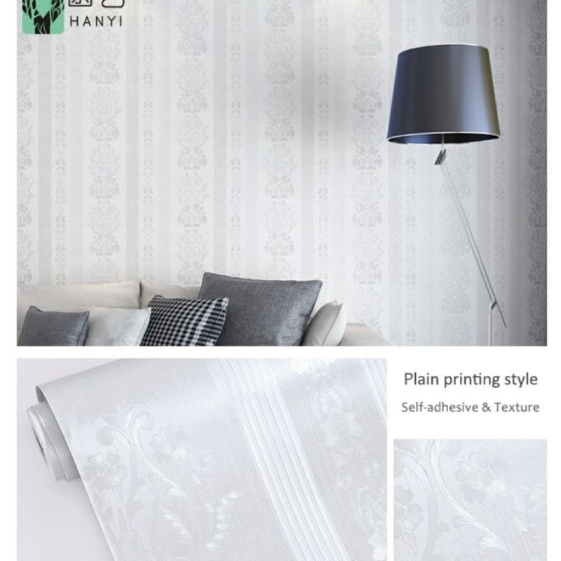 Walpaper dinding Emboss salur putih / wallpaper embos