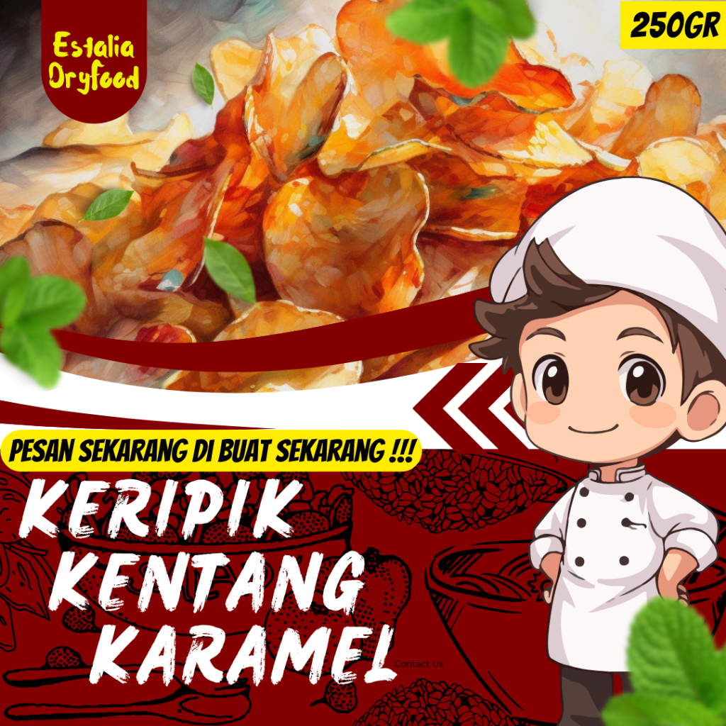 

KERIPIK KENTANG KARAMEL KHAS BANDUNG !!! / 100% KENTANG / PEDAS MANIS / 250 Gram