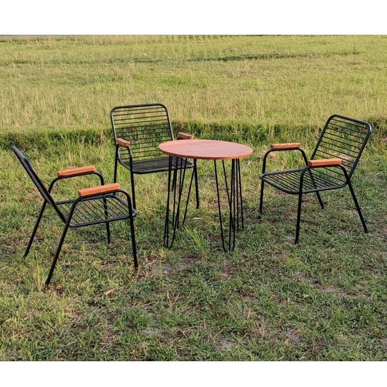 Kursi cafe Outdoor Taman Besi  Set 3 Kursi 1 Meja