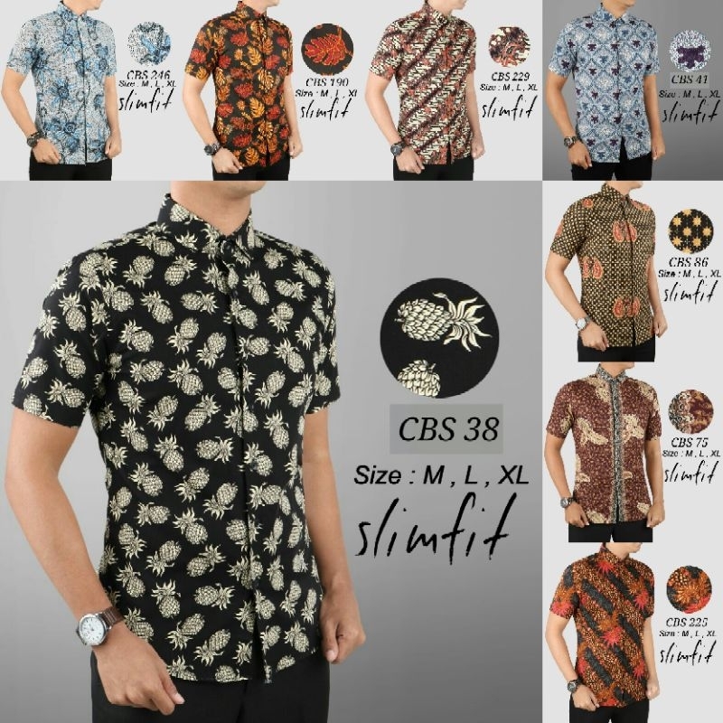 Kemeja Batik Slim Fit Lengan Pendek Pria Modern / Kemeja Colin Dion