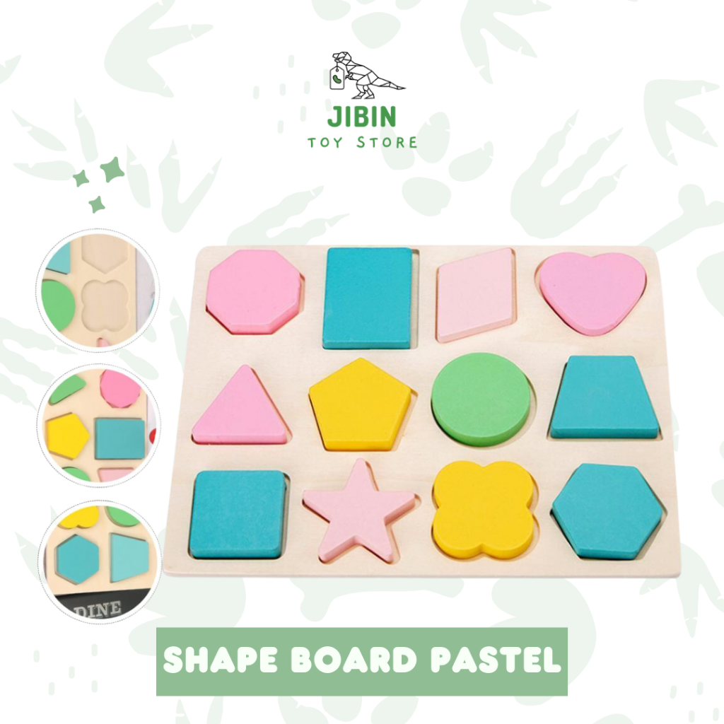 

JIBIN Shape Chunky Puzzle Board Mainan Kayu Edukasi Anak