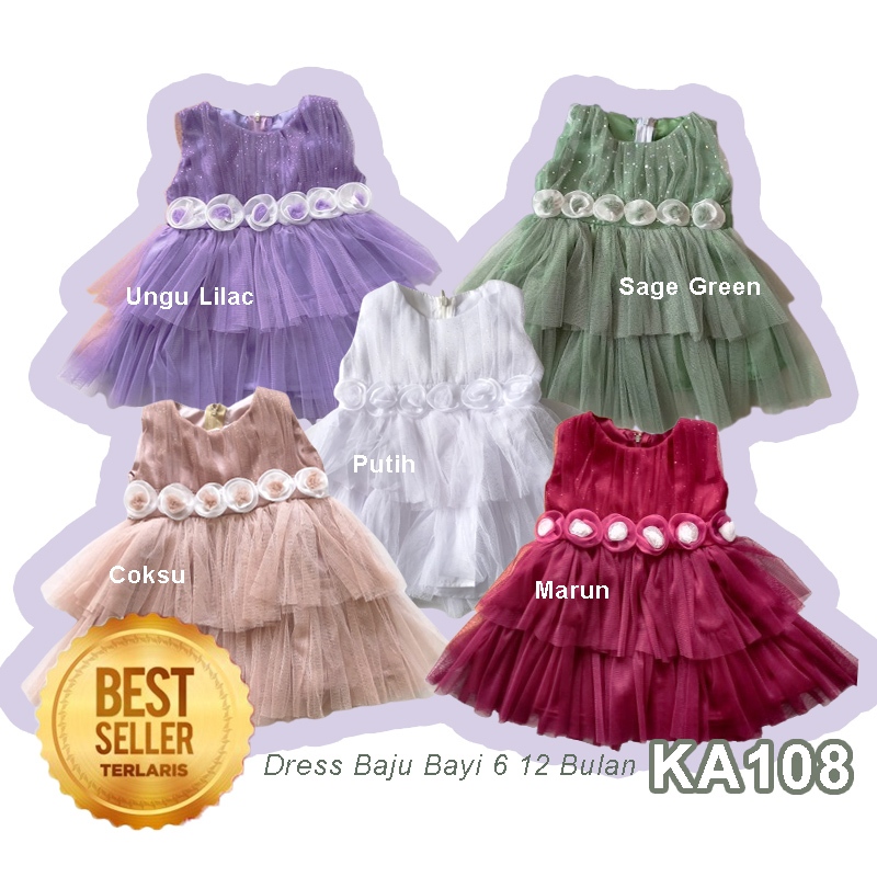 COD Dress Bayi Perempuan 6 12 Bulan Import Korean Style Sage Green Outfit Kondangan Anak Terbaru Gau
