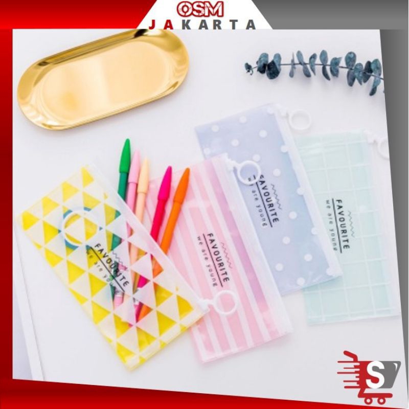 

Tempat Pensil Zipper Transparan / Tempat Kosmetik Zip / Zipper Bag / Pouch Zipper