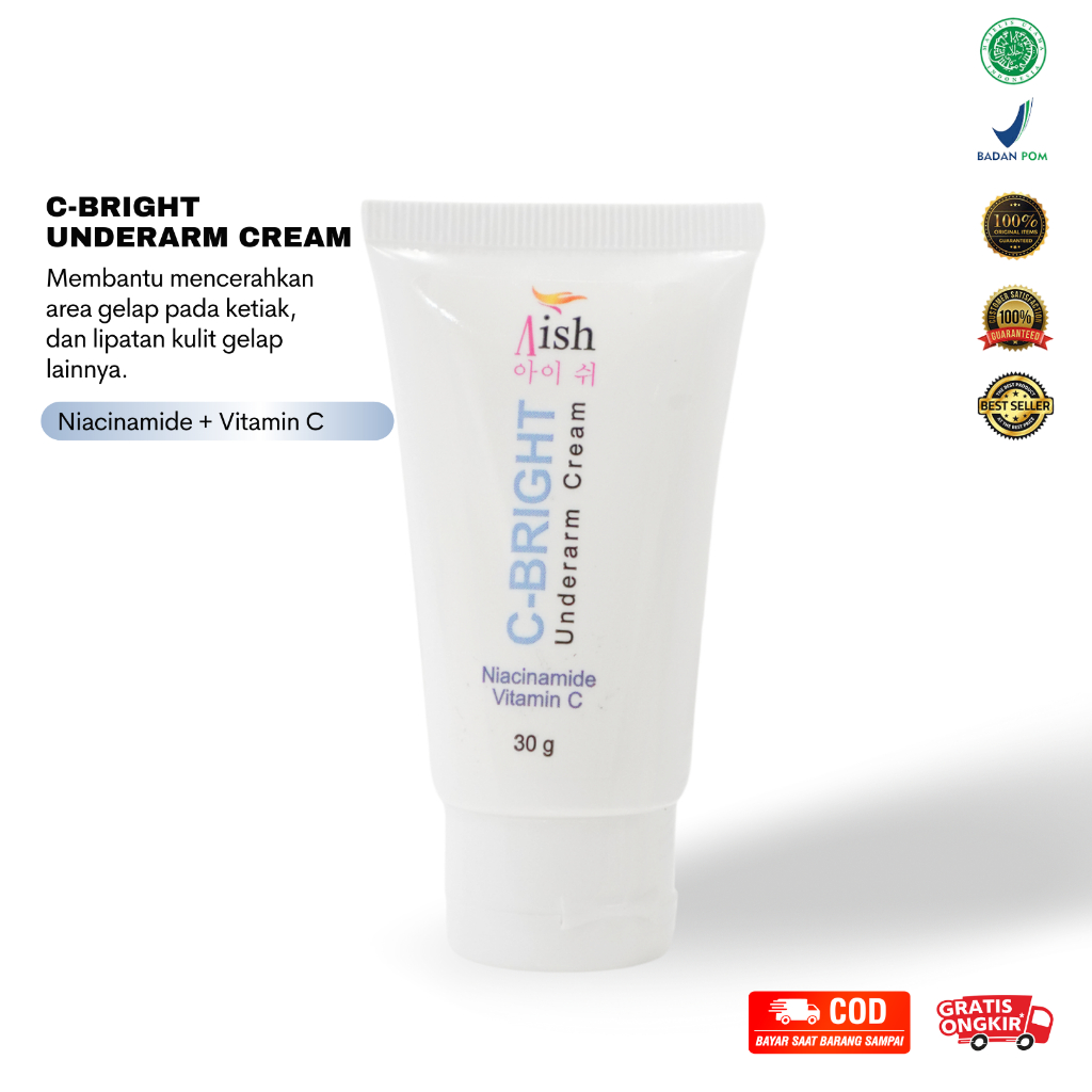 Underarm Cream Pemutih Pencerah Ketiak Lipatan Gelap Siku Skinker Aish Skincare Bpom Mencerahkan Ket