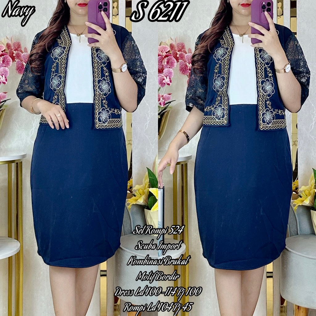 6211# Set Rompi Scuba Kombinasi Brukat Premium