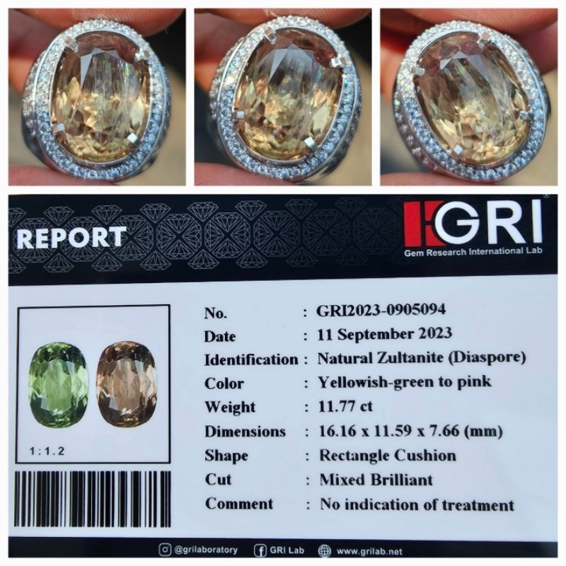 Natural Color Change Zultanite Diaspore Turkiye Memo 11.77 crt