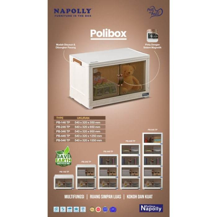 CONTAINER BOX LIPAT LEMARI SUSUN PLASTIK SERBAGUNA POLIBOX NAPOLLY - SUSUN3