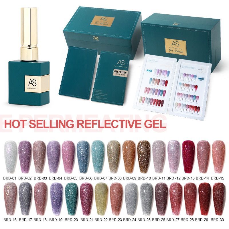 1 Set AS NAIL GEL KODE BRD GLITER FLASH AS KUTEK GEL 1 SET 30 WARNA / ANOTHER SEXY KUTEK GEL FLASH M