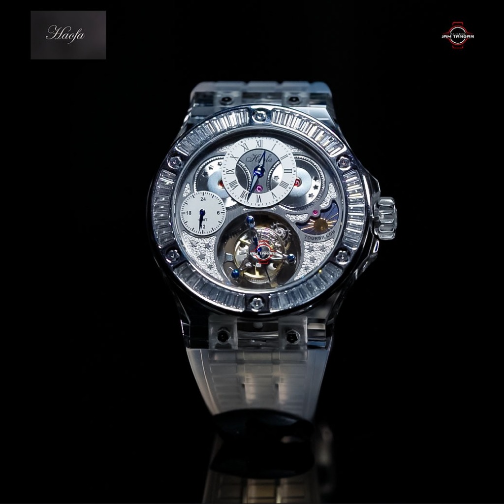 Haofa 2101 Crystal Case Tourbillon GMT Watch